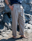 Pantalone Gamba Larga Sabbia