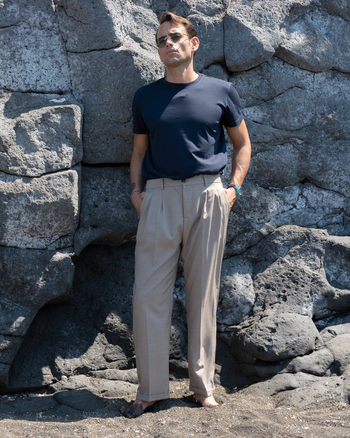 Pantalone Gamba Larga Sabbia