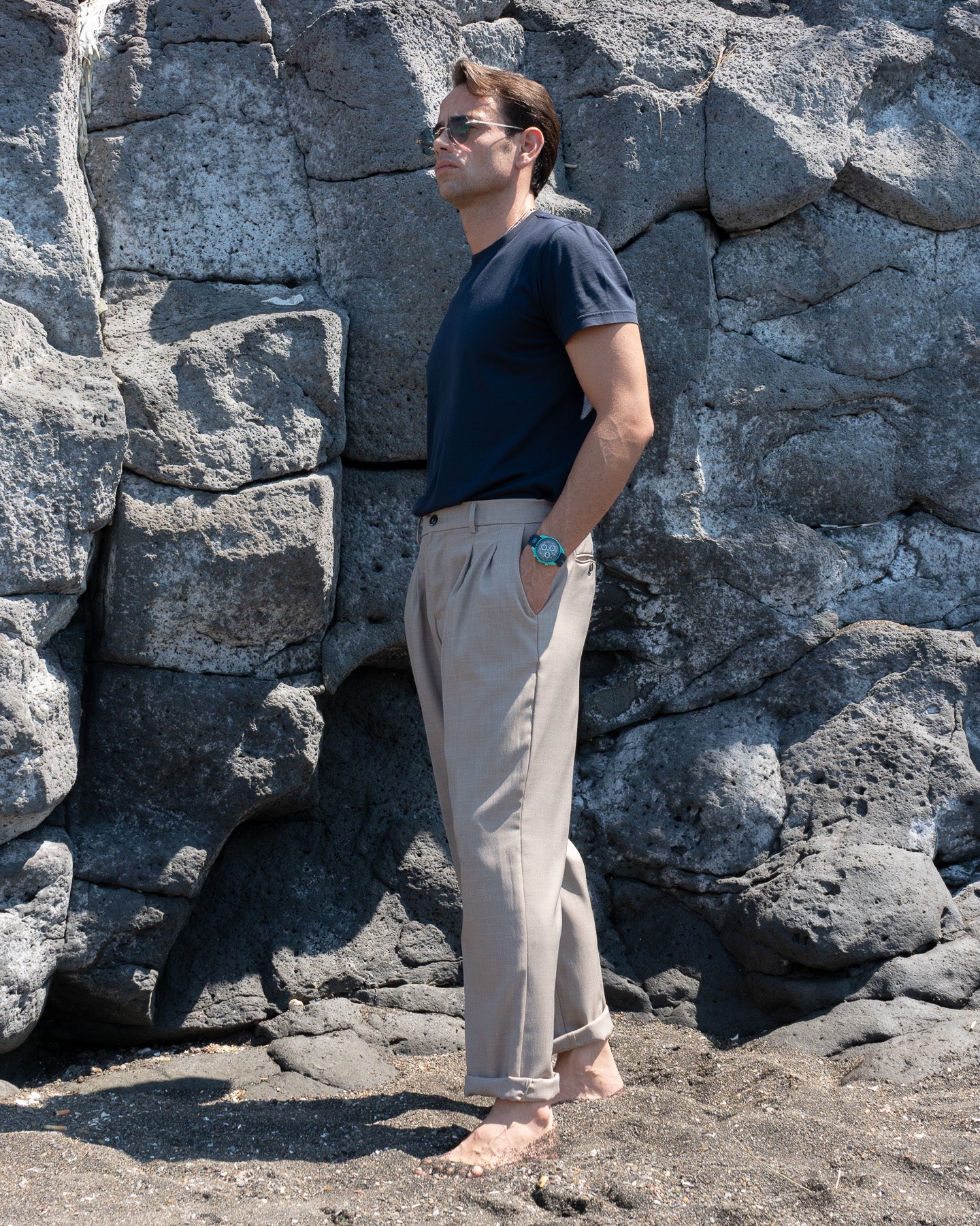 Pantalone Gamba Larga Sabbia