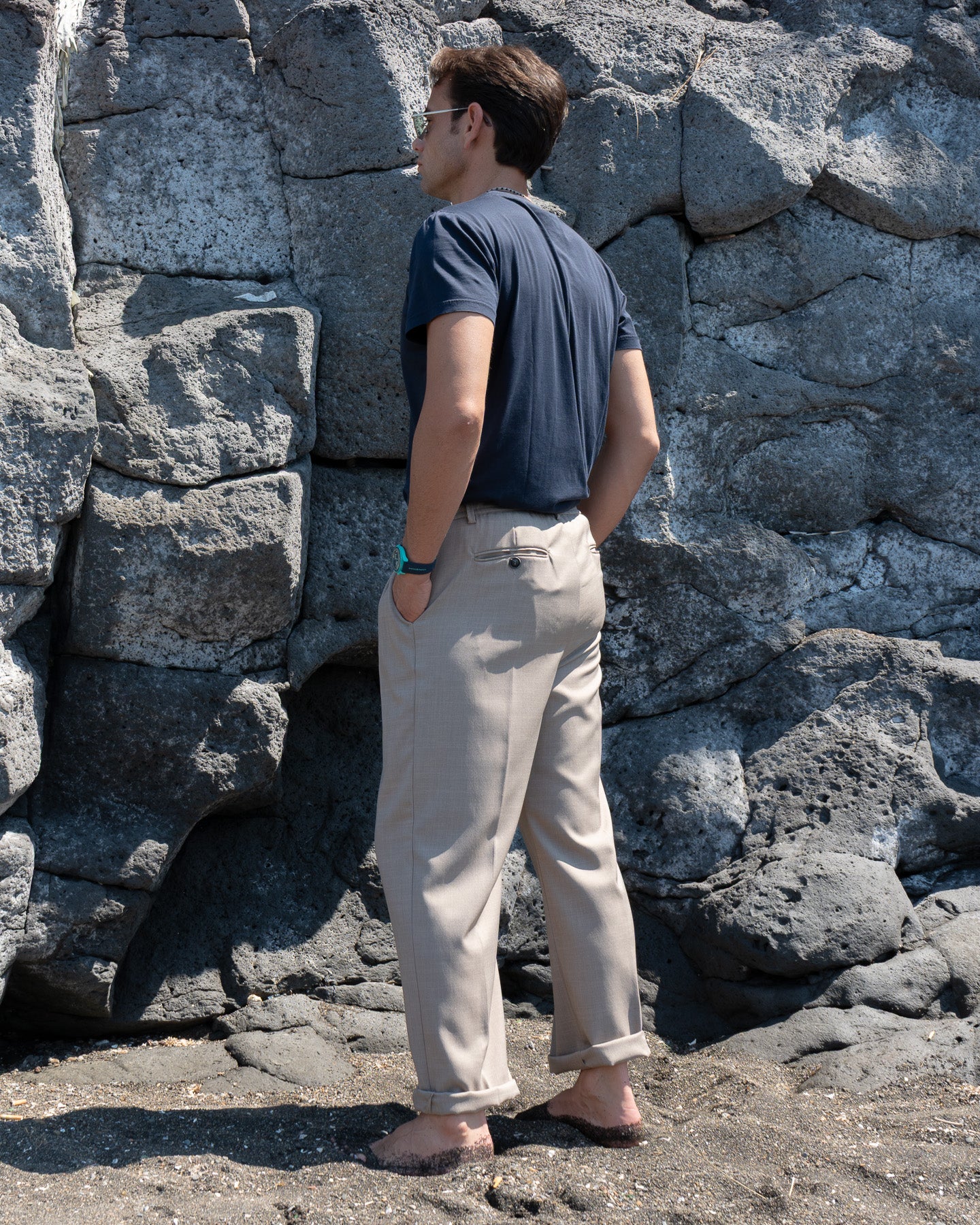 Pantalone Gamba Larga Sabbia