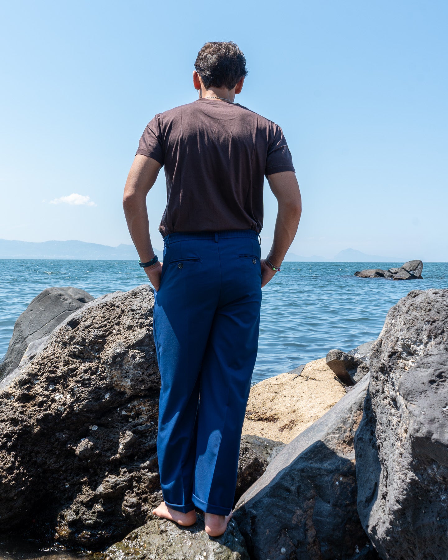Pantalone Gamba Larga Blu Denim