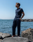 Pantalone Gamba Larga Blu Navy