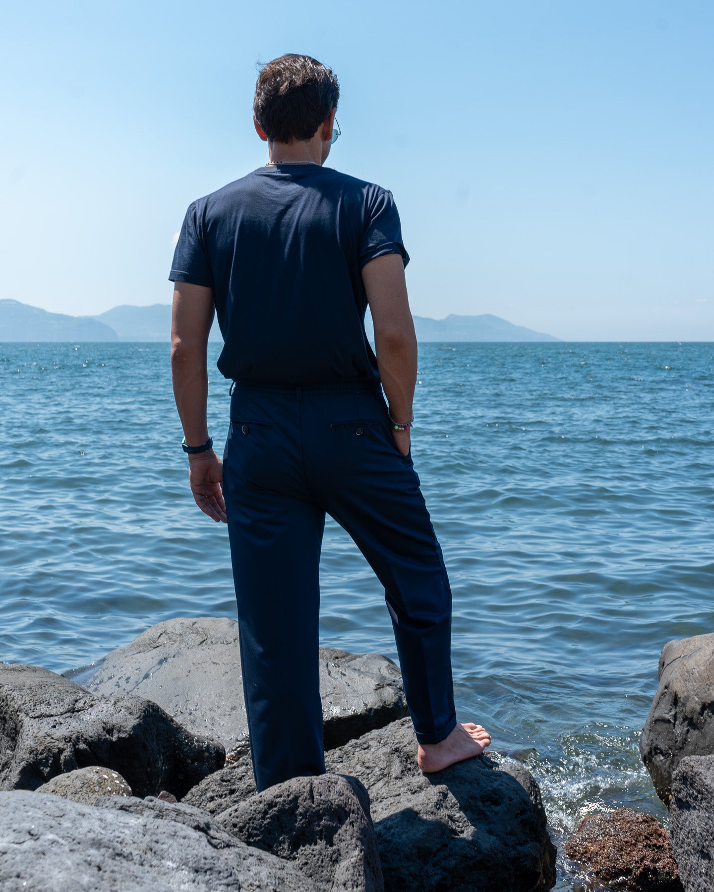 Pantalone Gamba Larga Blu Navy