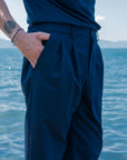 Pantalone Gamba Larga Blu Navy