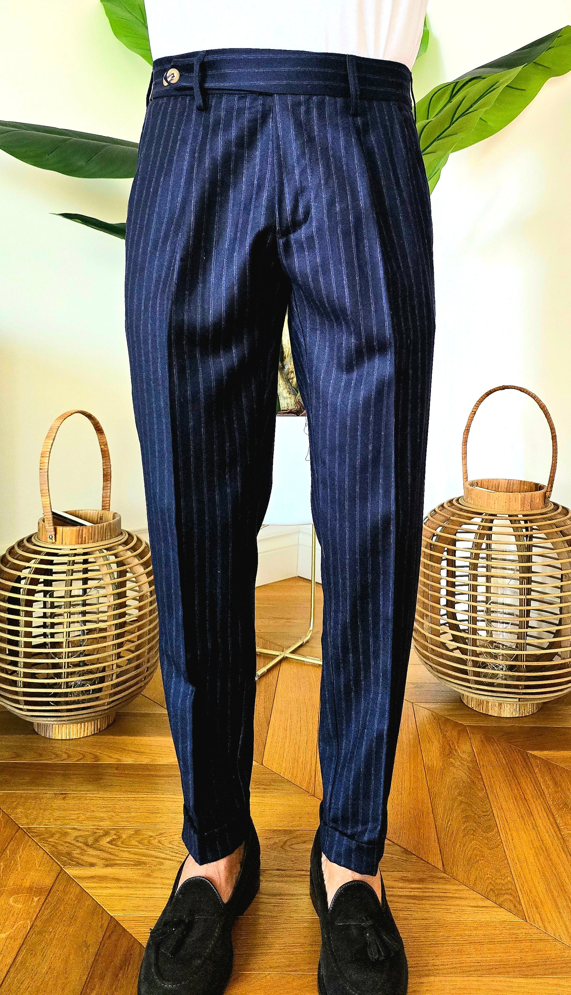 PANT ARSO lana blu rigato