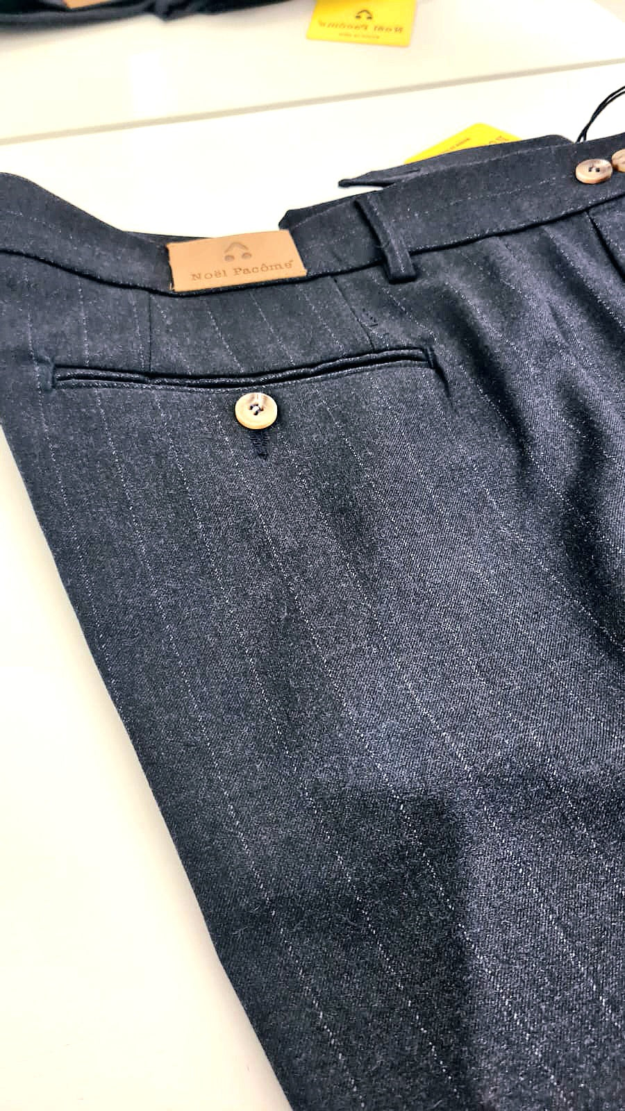 PANT ARSO lana grigio scuro/riga bianca